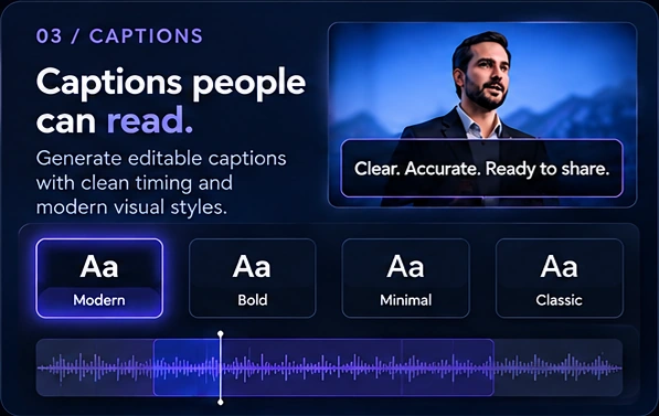 Caption editing interface