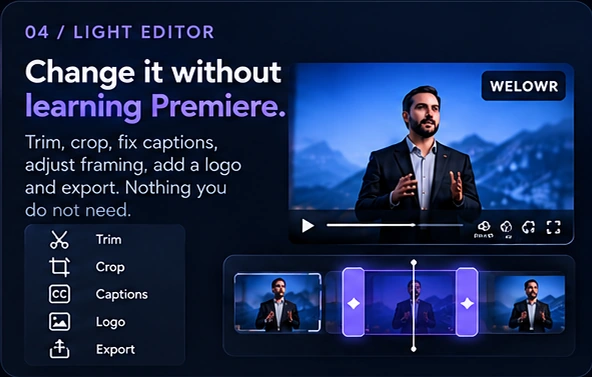 Light video editor interface